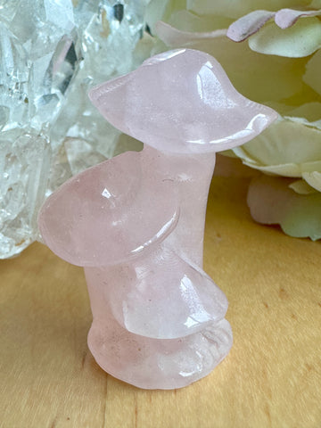 Rose Quartz Crystal Mini Mushroom Carving