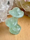 Green Fluorite Crystal Mini Triple Mushroom Carving