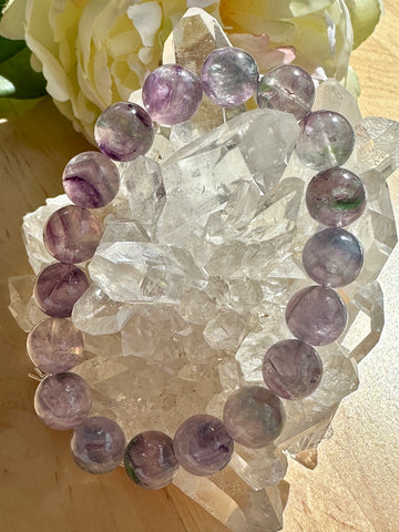 Rainbow Fluorite Crystal Bead Bracelet Jewellery