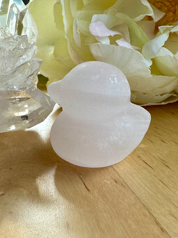 Pink Calcite Crystal Rubber Duck Carving