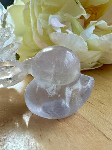 Pale Purple Fluorite Crystal Mini Rubber Duck Carving