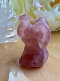 Red Strawberry Quartz Mini Elephant Carving