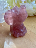 Red Strawberry Quartz Mini Elephant Carving