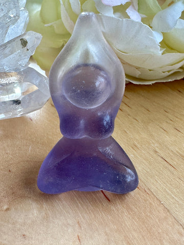 Pale Purple Fluorite Mini Yoga Lady Crystal Carving