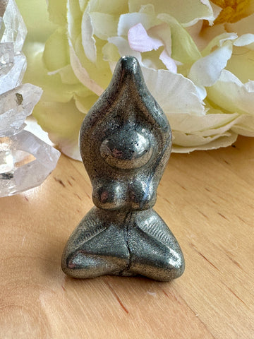 Pyrite Mini Yoga Lady Carving Crystal