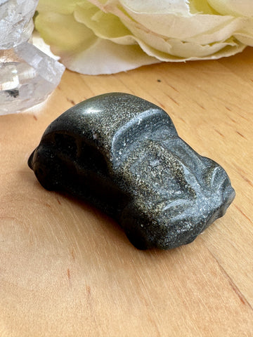 Golden Sheen Obsidian Crystal Mini Car Carving