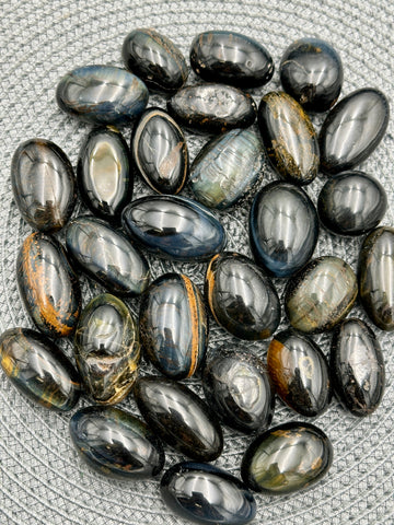 Blue Tigers Eye Tumbled Stone - More Oval Shape