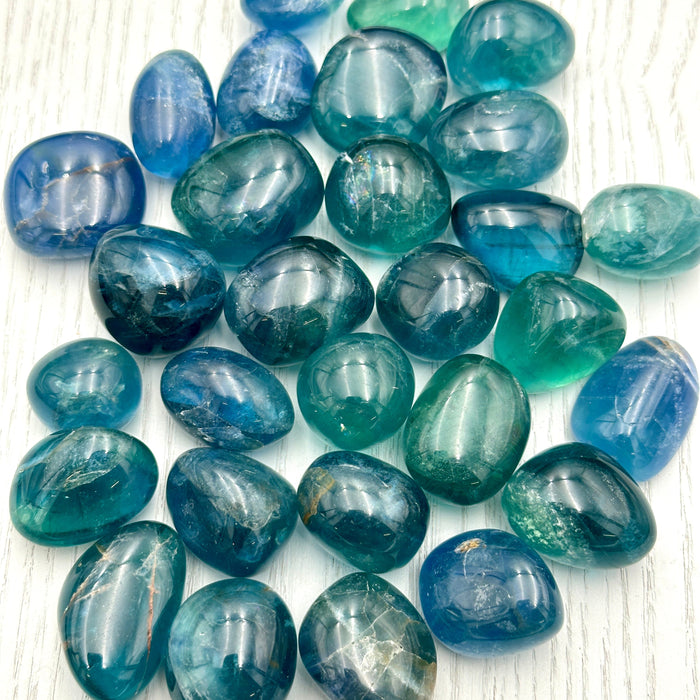 Blue Green Fluorite Crystal Tumbled Stone