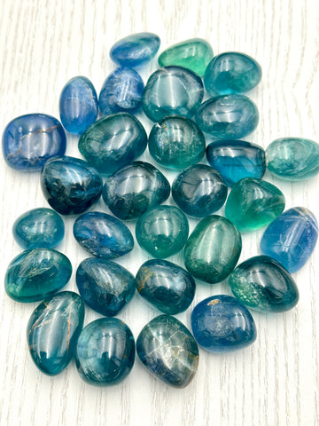 Blue Green Fluorite Crystal Tumbled Stone