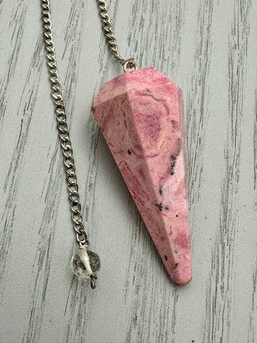 Rhodonite Crystal Pendulum