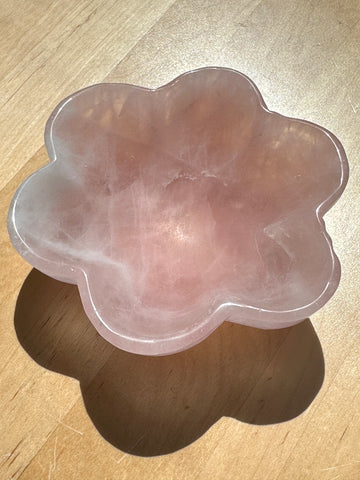 Rose Quartz Crystal Flower Bowl