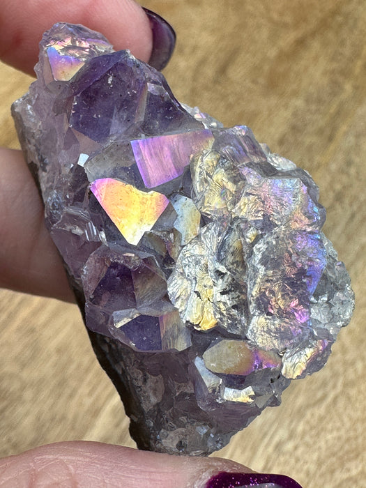 Pearl Aura Amethyst Clusters - Various Choices