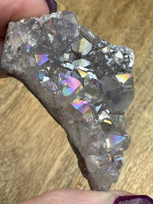 Pearl Aura Amethyst Clusters - Various Choices