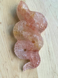 Fire Quartz Crystal Snake Carving