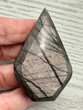 Hypersthene Geometric Teardrop Freeform Crystal Carving