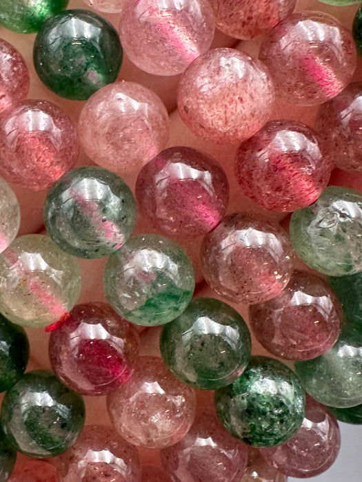 Green and Red Strawberry Quartz Crystal Bracelets