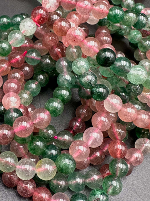 Green and Red Strawberry Quartz Crystal Bracelets