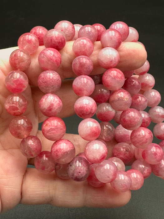 Rare Sakura Cherry Blossom Rhodonite Bead Bracelet 