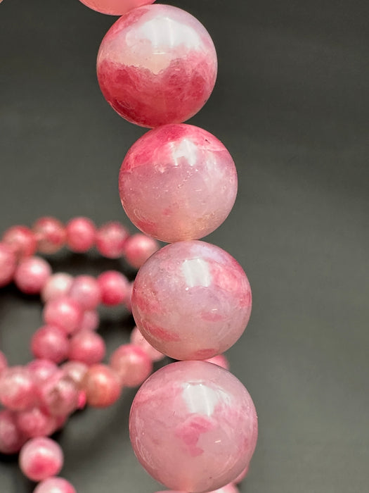 Rare Sakura Cherry Blossom Rhodonite Bead Bracelet 