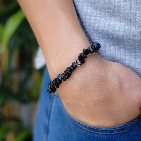 Black Tourmaline Chip Bracelet Jewellery Crystal