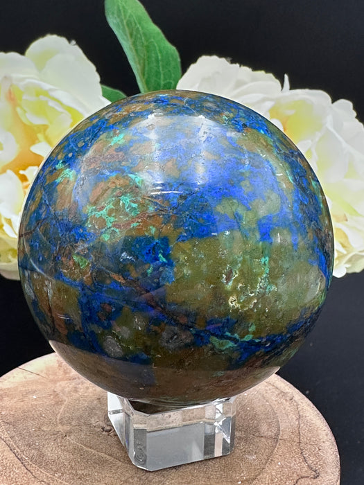 Lapis Lazuli and Fynchenite Sphere