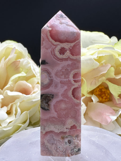 Mini Rhodochrosite Points with beautiful patterns and colours and small druzy pockets