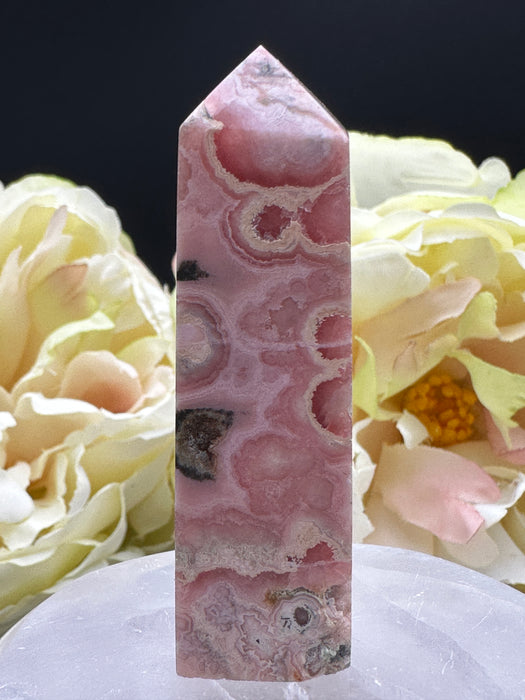 Mini Rhodochrosite Points with beautiful patterns and colours and small druzy pockets