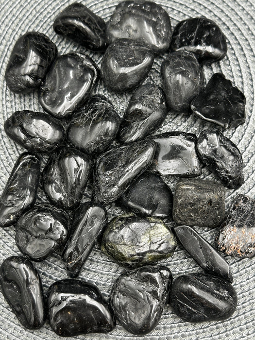 Organically shaped Genuine Black Tourmaline Tumbled Stones 
