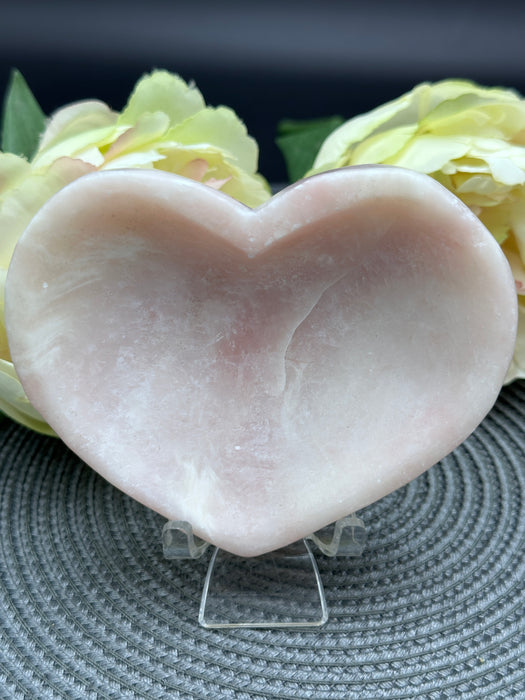 Pretty Pink Opal Crystal Heart Shaped Dish Bowl
