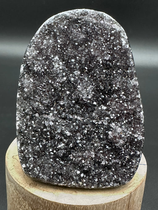Rare Black Amethyst Geode - self standing base cut specimen