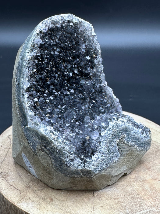 Rare Black Amethyst Geode Crystal Base Cut