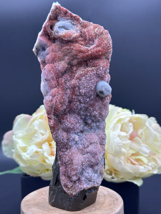 Red Chalcedony Raw Crystal Tower with super sparkling druzy 