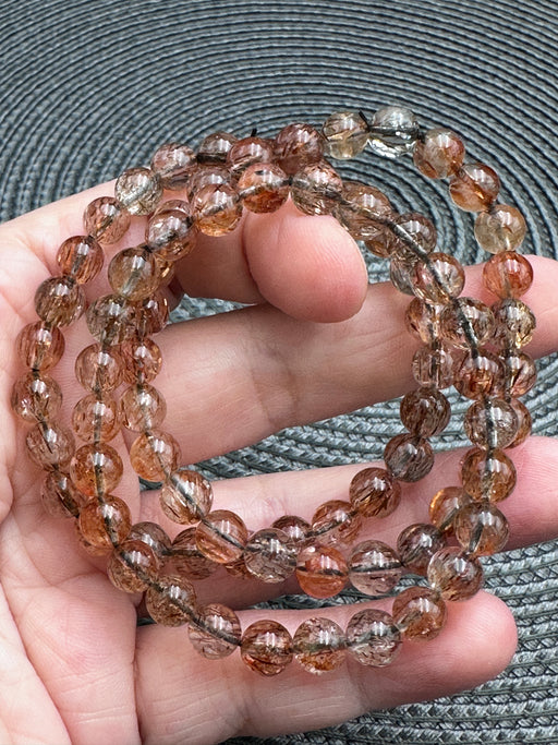 Rich Red/Copper Rutile Bead Bracelet 