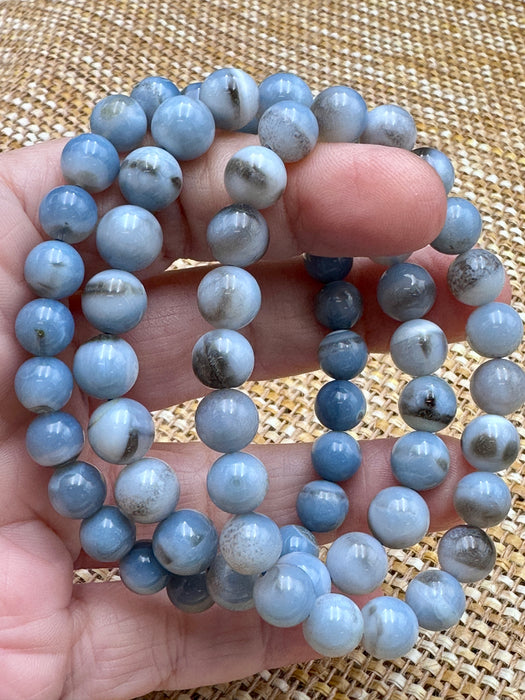 Storm Line Agate Bracelet (Banded Blue Chalcedony)