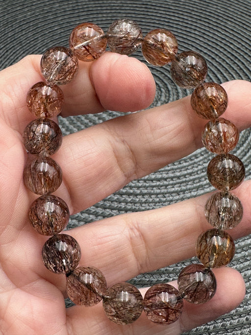 Stunning Red/Copper/Black Rutile Bead Bracelet