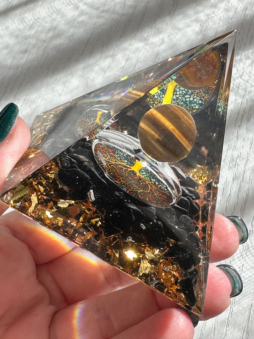 Tigers Eye Tree of Life Orgonite Pyramid