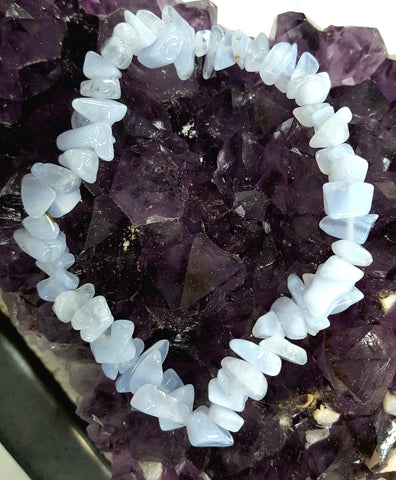 Blue Lace Agate Chip Bracelet Crystal