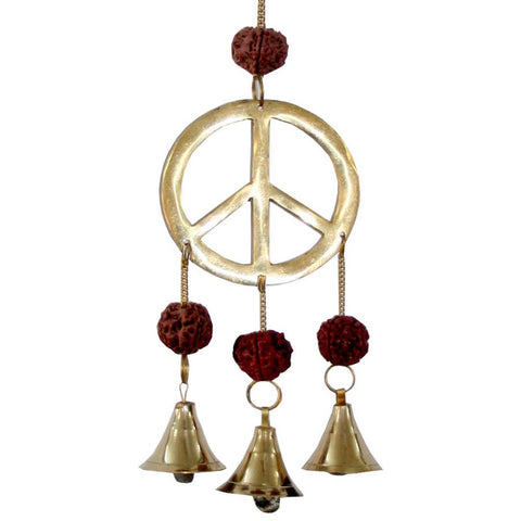Brass Bells Peace Symbol Rudraksha Beads