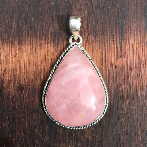 Rose Quartz Pendant - 925 Sterling Silver