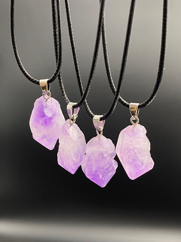 Amethyst Crystal Point Pendant on Necklace Cord