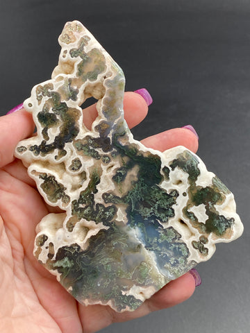 Moss Agate Slab Slice Crystal Raw