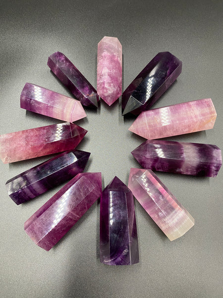 RESERVED FOR JENNIFER: Feather Fluorite & Pink Amethyst high quality Towers