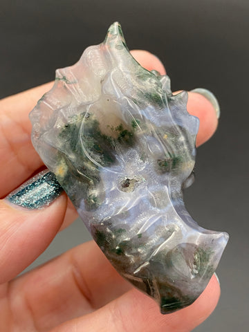 Moss Agate Dragon Head