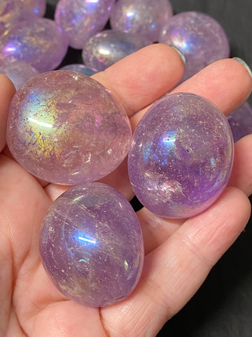 Amethyst Aura Tumbled Stone - Two Sizes