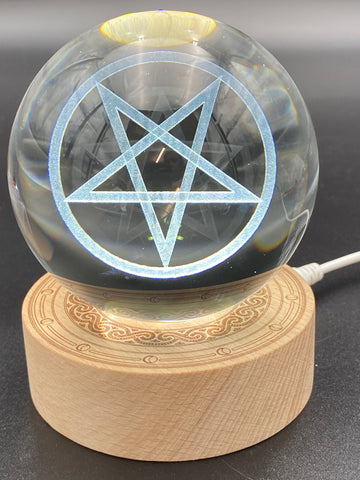 3D Laser Etched Crystal Ball with LED timber base - Various Images