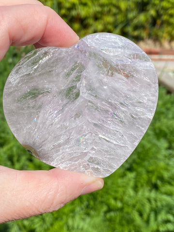 Agate Geode Heart Clear With Rainbows