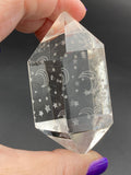 Clear Quartz Laser Etched Moon Star DT Double Terminated Crystal Point