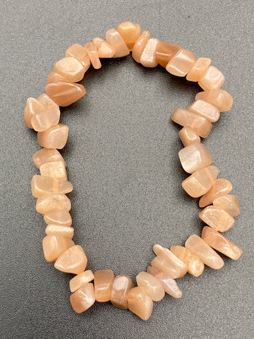 Orange Peach Moonstone Chip Crystal Bracelet