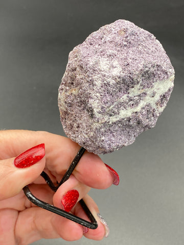 Lepidolite Rough Specimen on metal stand