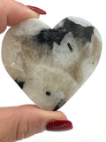 Rainbow Moonstone with Black Tourmaline Heart - Various Choices